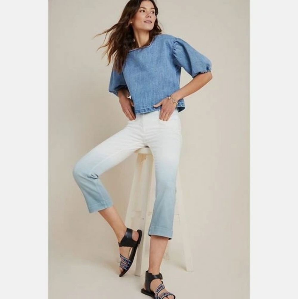 Anthropologie PILCRO Jeans DIP-DYED SLIM Ultra High Rise 25 Ombre Blue Ce-2182